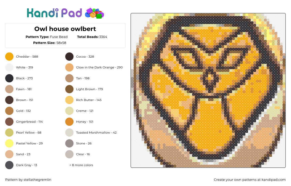 Owl house owlbert - Fuse Bead Pattern by stellathegremlin on Kandi Pad - 