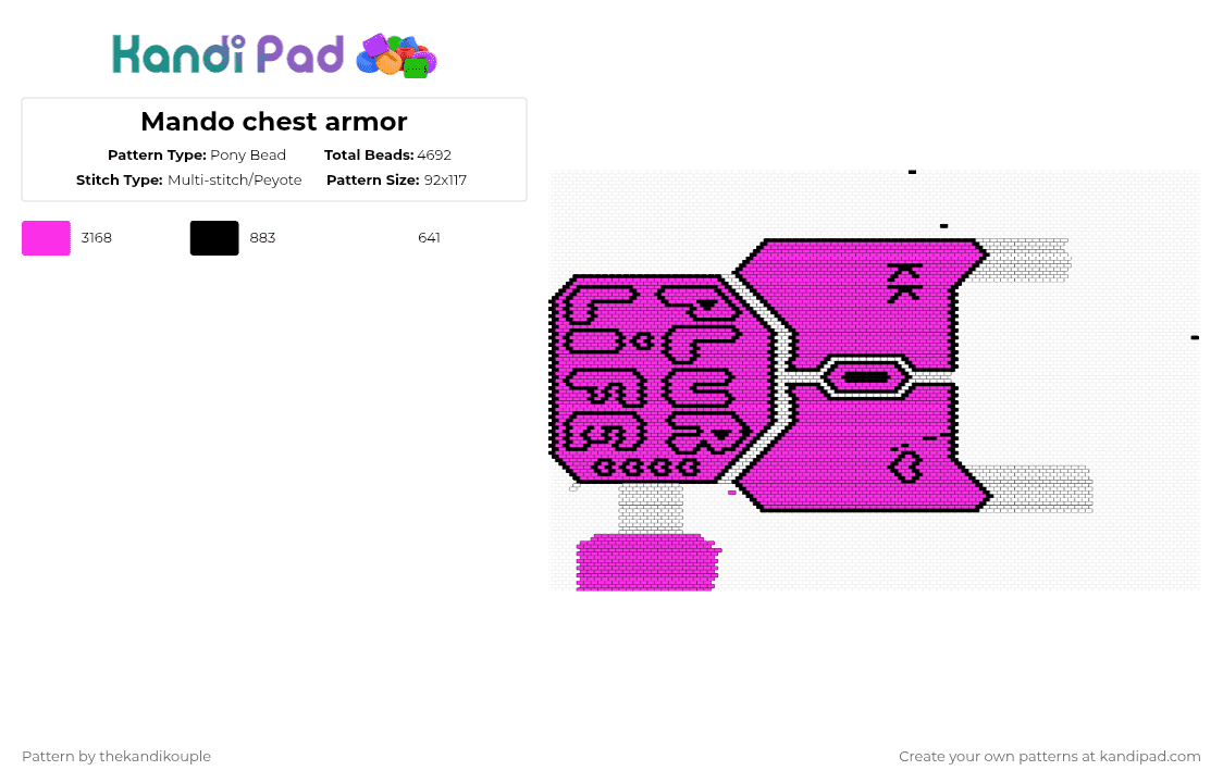 Mando chest armor - Pony Bead Pattern by thekandikouple on Kandi Pad - pink