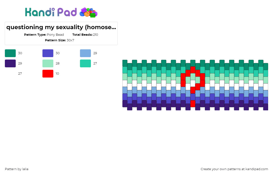 questioning my sexuality (homosexual) - Pony Bead Pattern by lalia on Kandi Pad - 