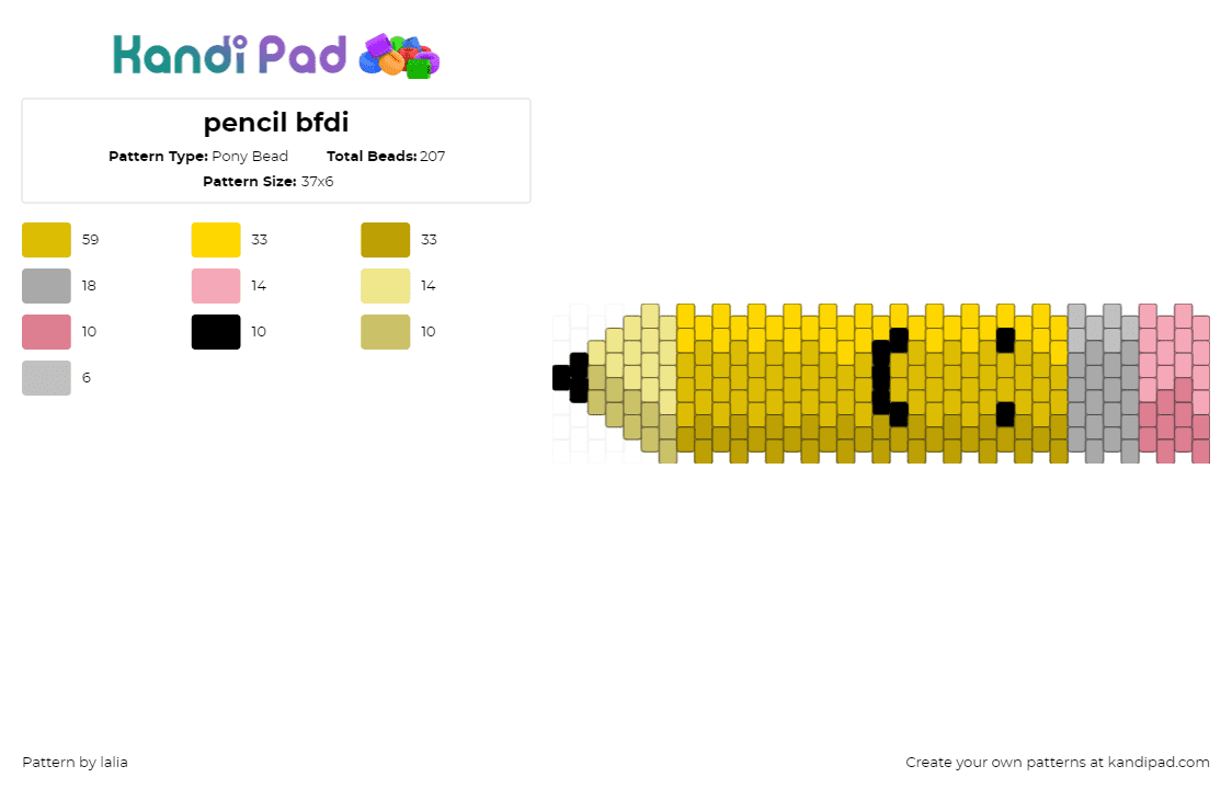 pencil bfdi - Pony Bead Pattern by lalia on Kandi Pad - 