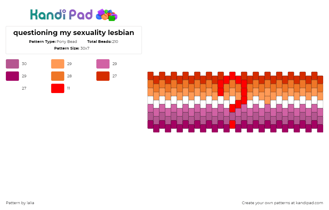 questioning my sexuality lesbian - Pony Bead Pattern by lalia on Kandi Pad - 