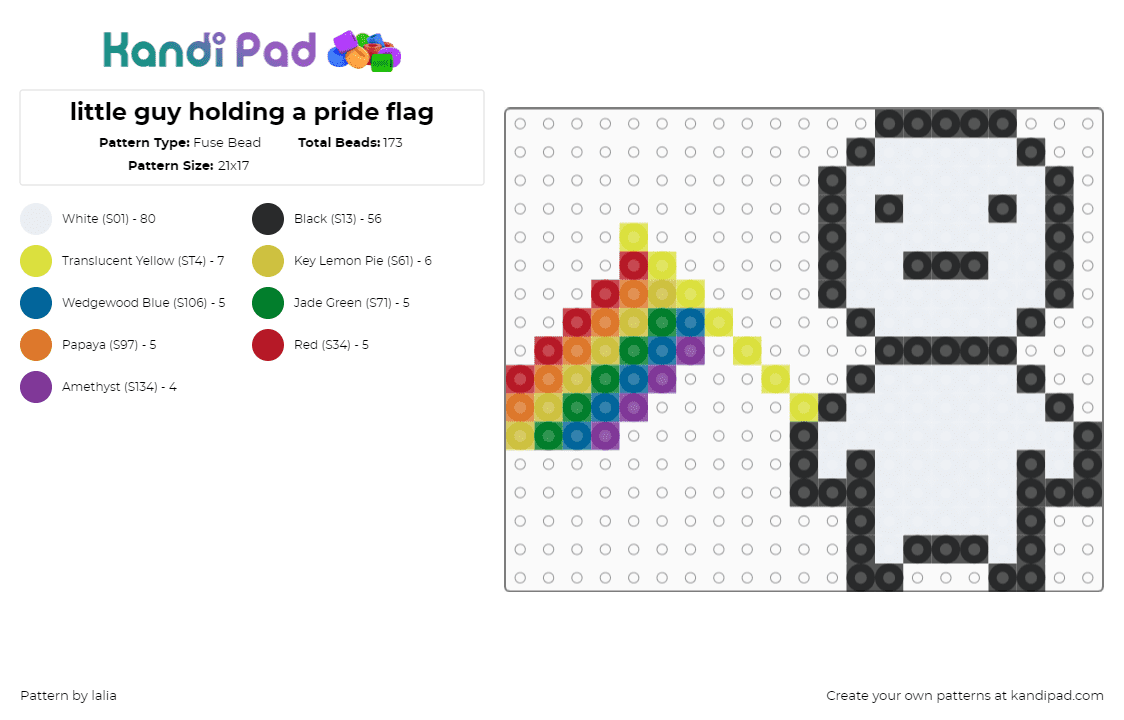little guy holding a pride flag - Fuse Bead Pattern by cary on Kandi Pad - white,yellow,silly,pride,gay,korean reaction pic