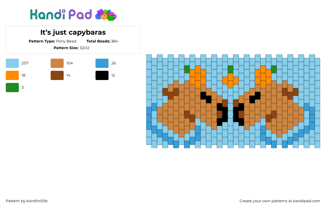 It’s just capybaras - Pony Bead Pattern by k4nd1n00b on Kandi Pad - light blue,orange