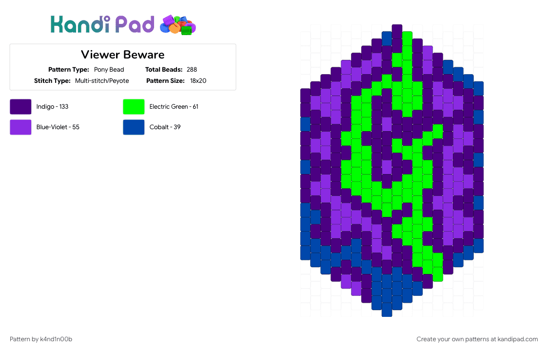 Viewer Beware - Pony Bead Pattern by k4nd1n00b on Kandi Pad - goosebumps, purple