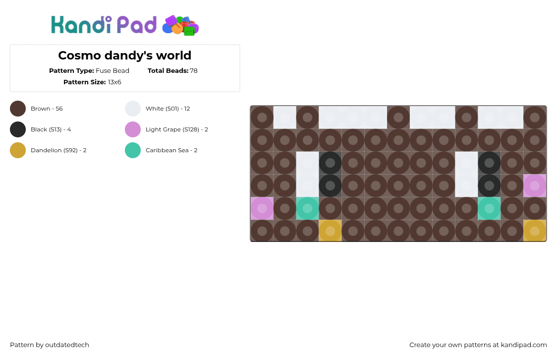Cosmo dandy\'s world - Fuse Bead Pattern by outdatedtech on Kandi Pad - brown,dandys world