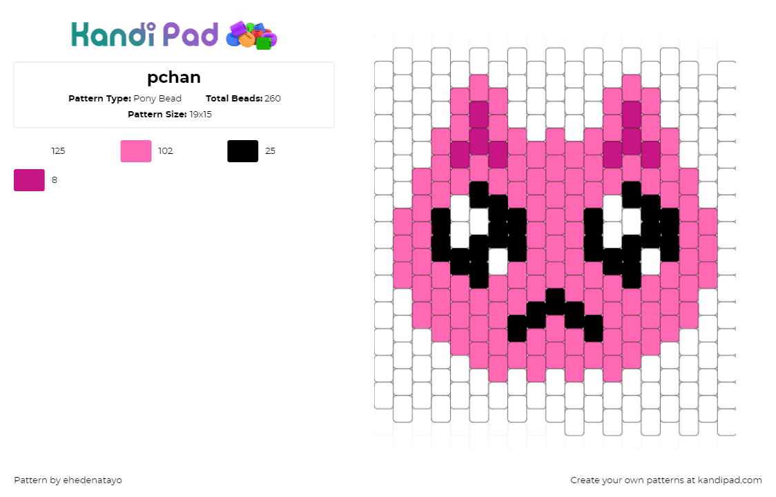 pchan - Pony Bead Pattern by ehedenatayo on Kandi Pad - 