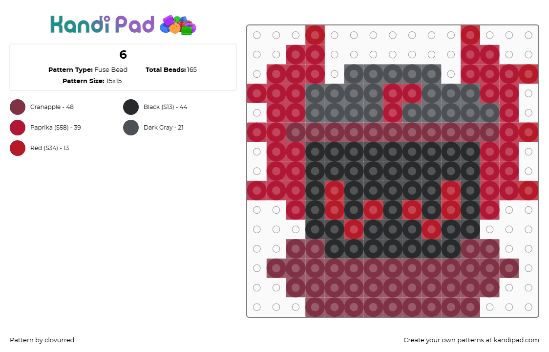 6 - Fuse Bead Pattern by clovurred on Kandi Pad - 