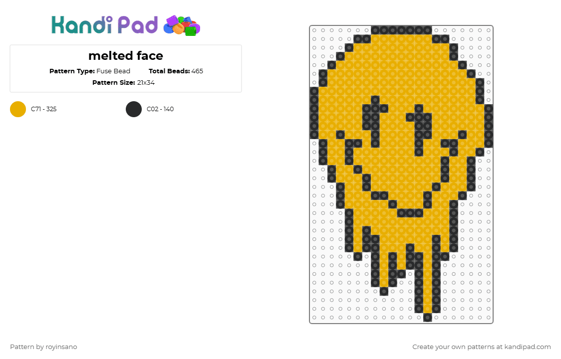 melted face - Fuse Bead Pattern by royinsano on Kandi Pad - black,orange