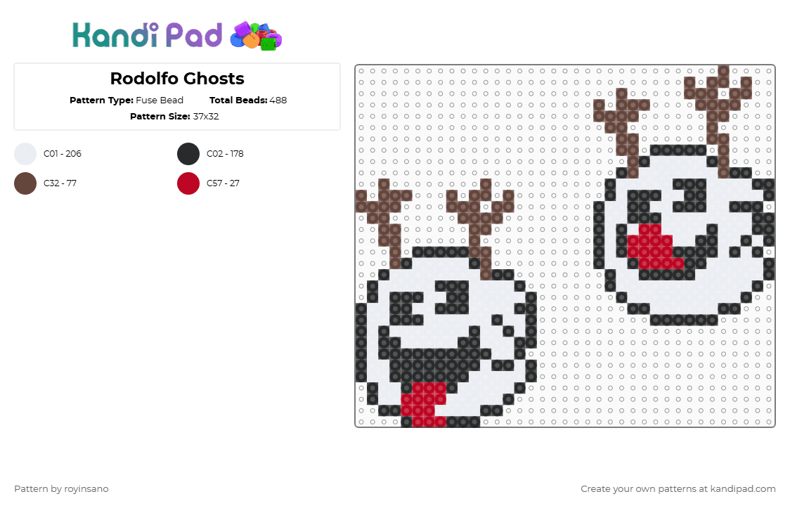 Rodolfo Ghosts - Fuse Bead Pattern by royinsano on Kandi Pad - white,brown