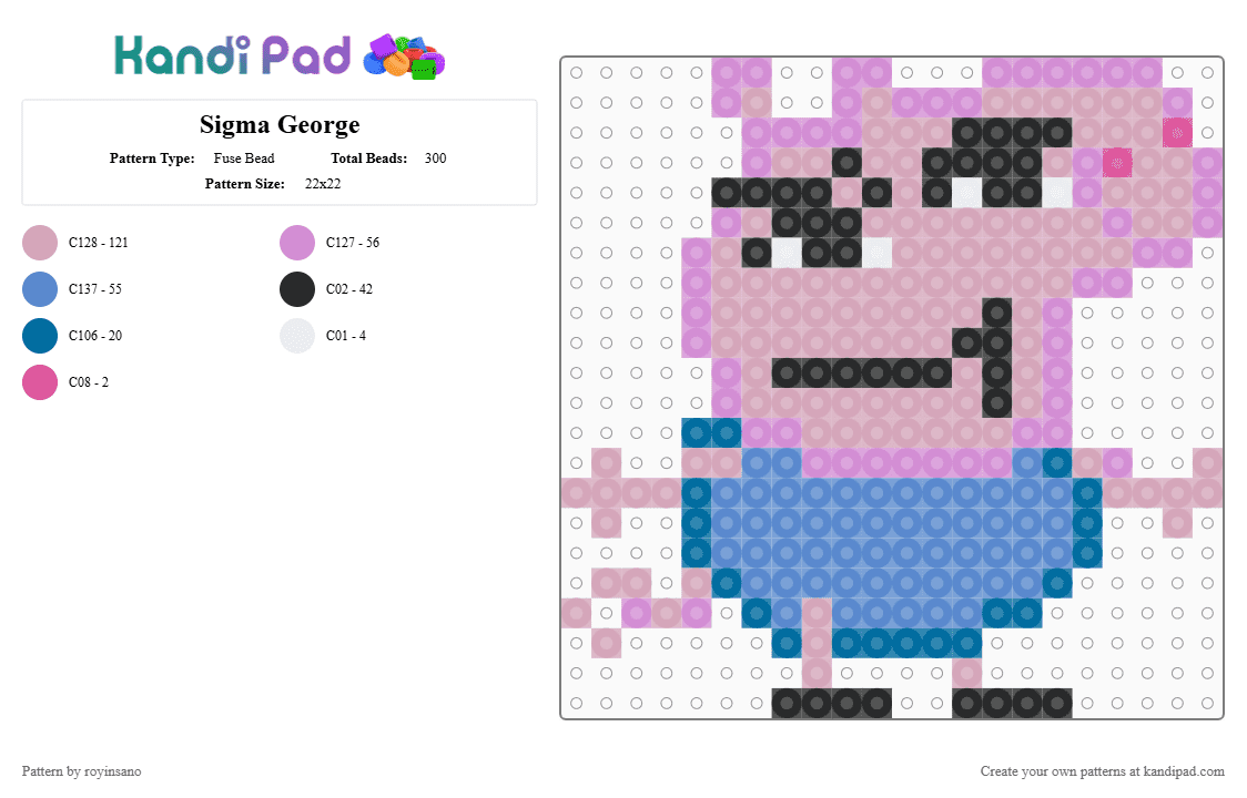 Sigma George - Fuse Bead Pattern by royinsano on Kandi Pad - blue, pink