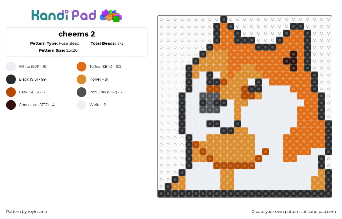 cheems 2 - Fuse Bead Pattern by royinsano on Kandi Pad - orange