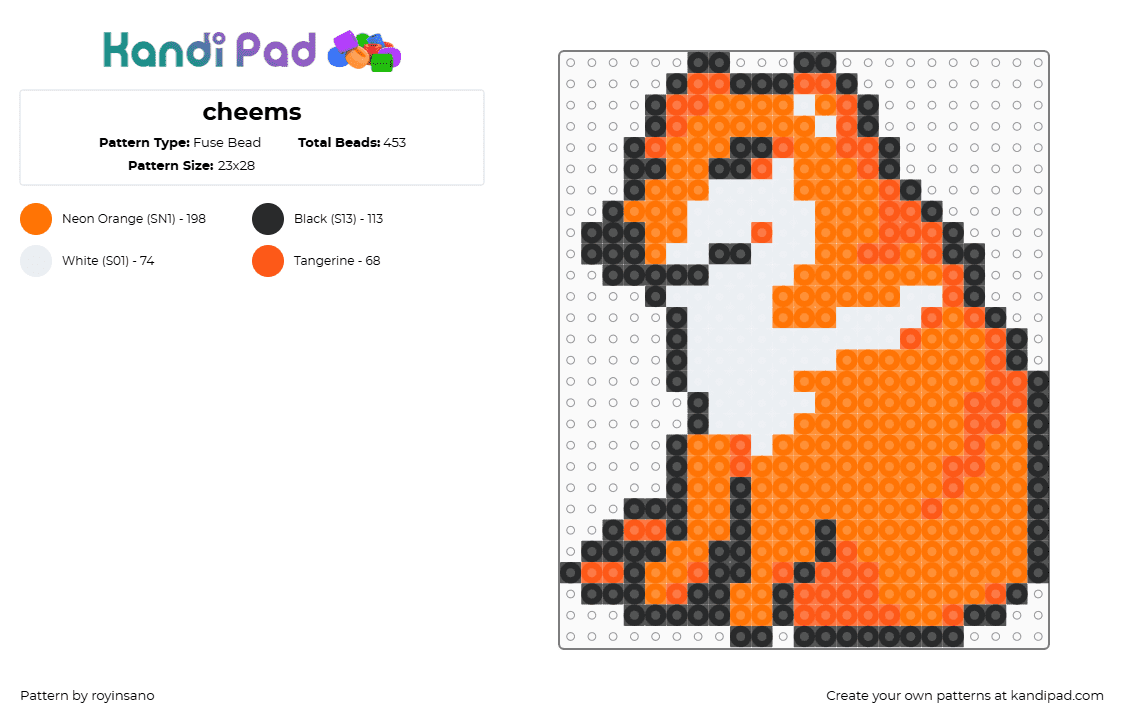 cheems - Fuse Bead Pattern by royinsano on Kandi Pad - orange
