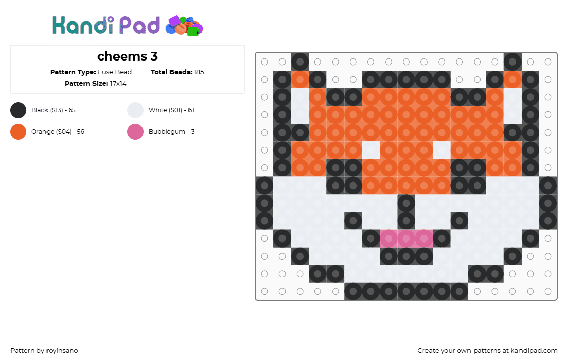 cheems 3 - Fuse Bead Pattern by royinsano on Kandi Pad - orange