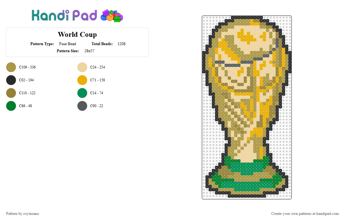 World Coup - Fuse Bead Pattern by royinsano on Kandi Pad - gold,beige