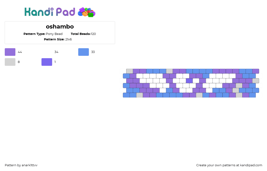 oshambo - Pony Bead Pattern by anark1ttvv on Kandi Pad - purple,light blue