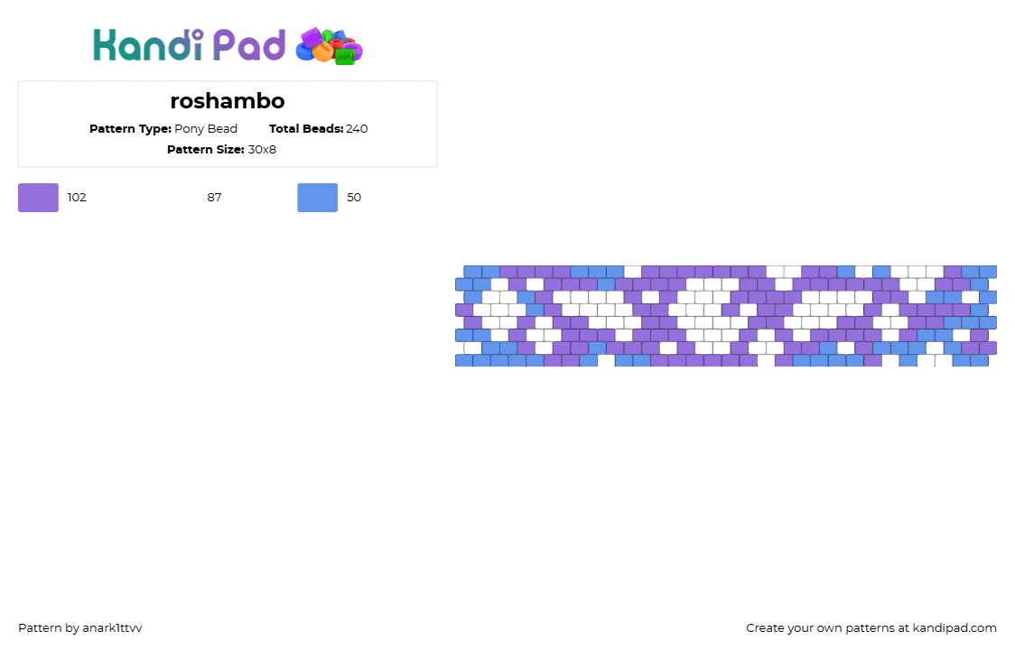 roshambo - Pony Bead Pattern by anark1ttvv on Kandi Pad - light blue,purple