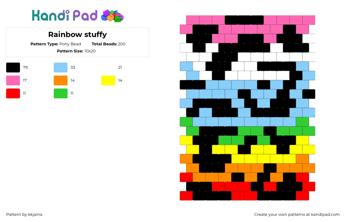 Rainbow stuffy - Pony Bead Pattern by kkjaina on Kandi Pad - 