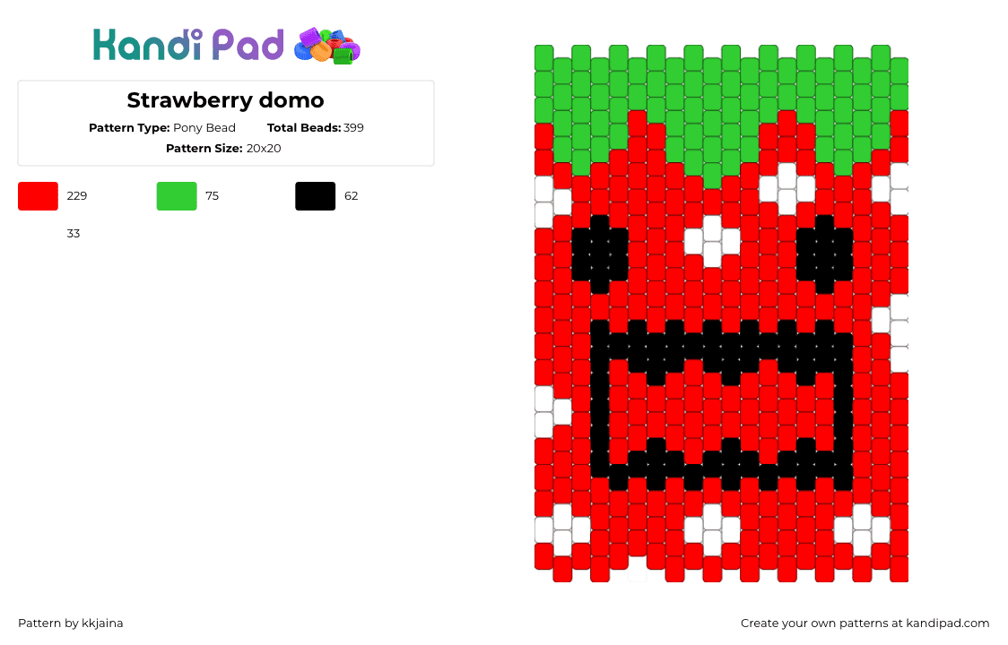 Strawberry domo - Pony Bead Pattern by kkjaina on Kandi Pad - 