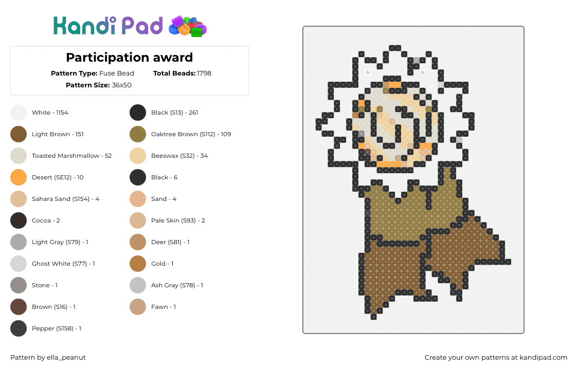 Participation award - Fuse Bead Pattern by ella_peanut on Kandi Pad - award,ribbon,badge,achievement,celebration,honor,trophy
