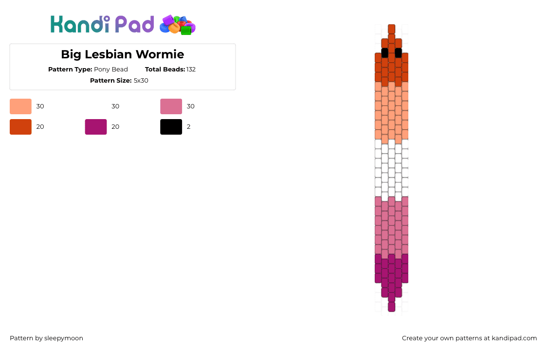 Big Lesbian Wormie - Pony Bead Pattern by sleepymoon on Kandi Pad - 