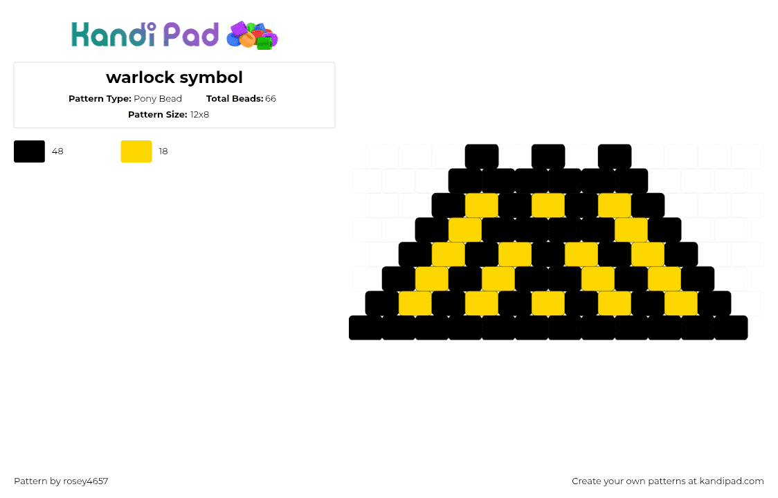 warlock symbol - Pony Bead Pattern by rosey4657 on Kandi Pad - black,yellow
