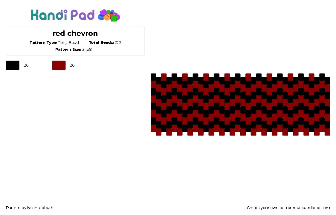 red chevron - Pony Bead Pattern by lycansabbath on Kandi Pad - 