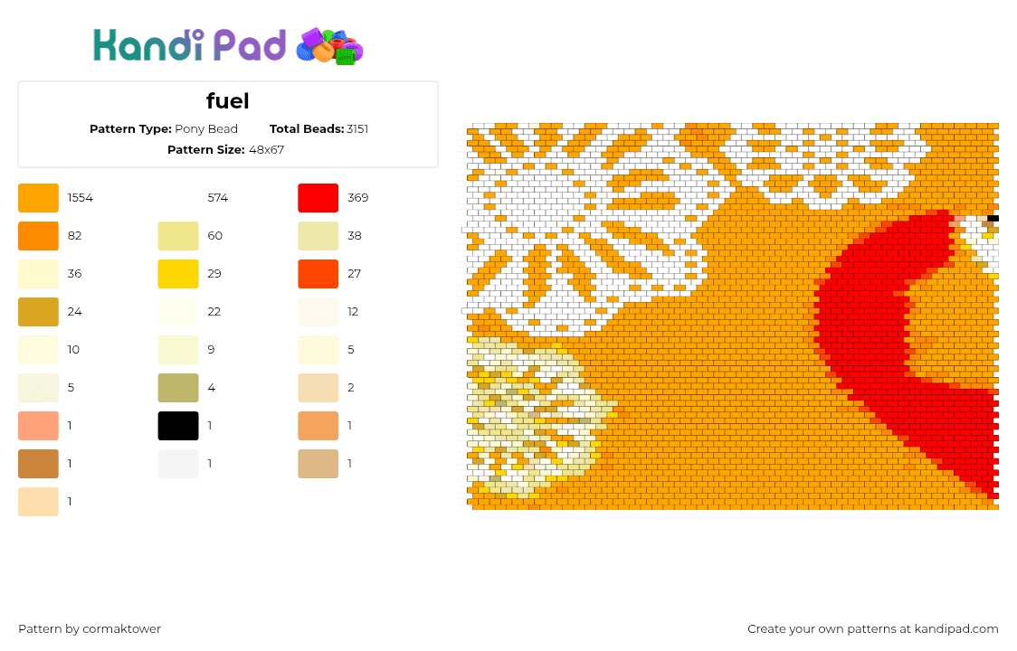 fuel - Pony Bead Pattern by cormaktower on Kandi Pad - 