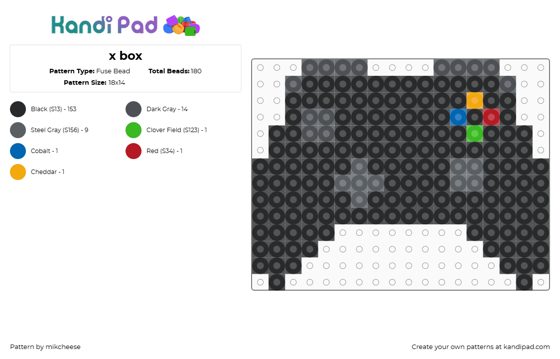 X box Fuse Bead Pattern - Kandi Pad | Kandi Patterns, Fuse Bead ...