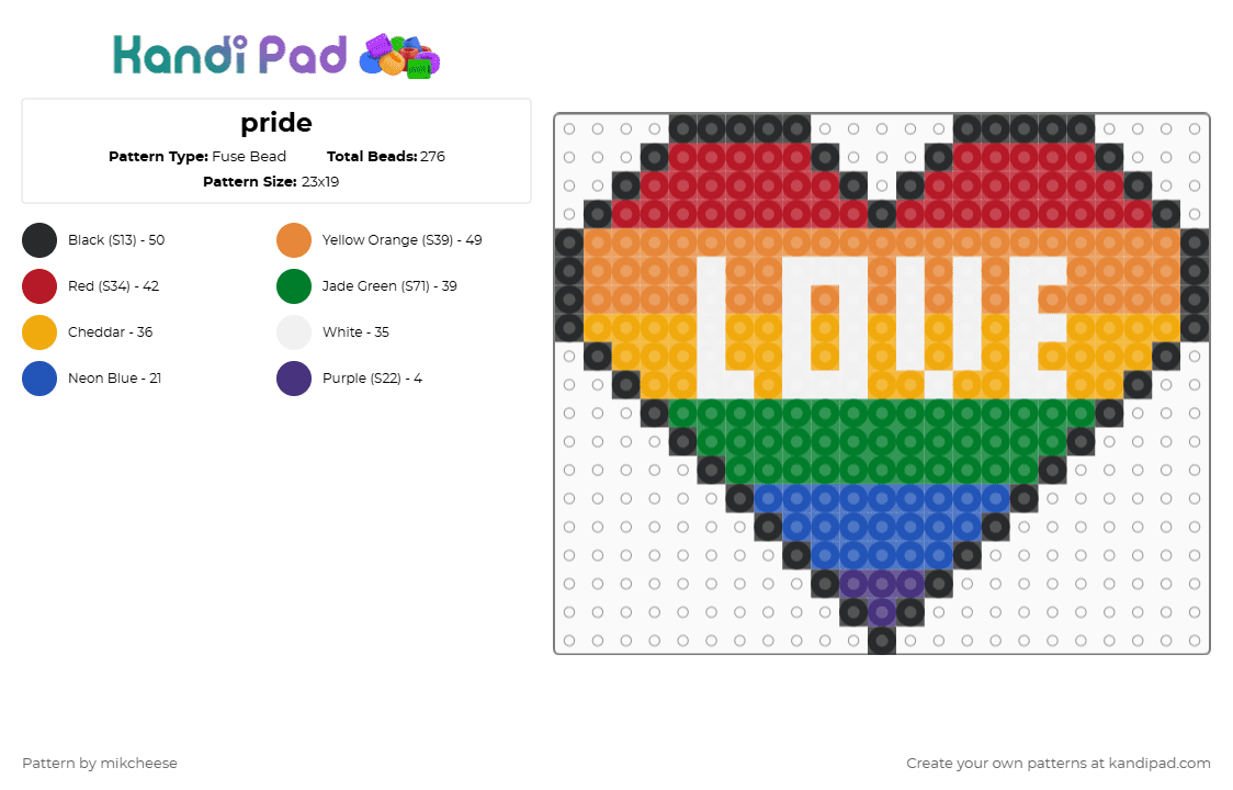 pride - Fuse Bead Pattern by mikcheese on Kandi Pad - orange,red,green
