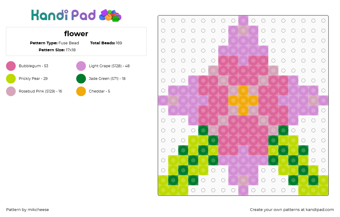 flower - Fuse Bead Pattern by mikcheese on Kandi Pad - pink