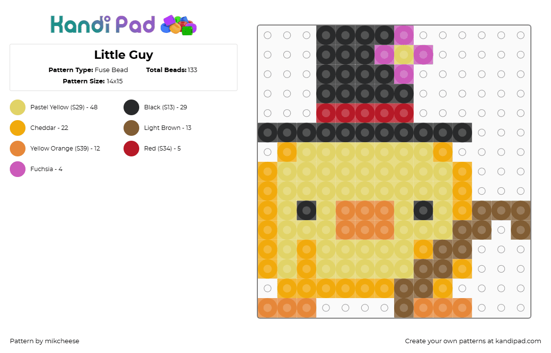 Little Guy - Fuse Bead Pattern by mikcheese on Kandi Pad - orange,yellow