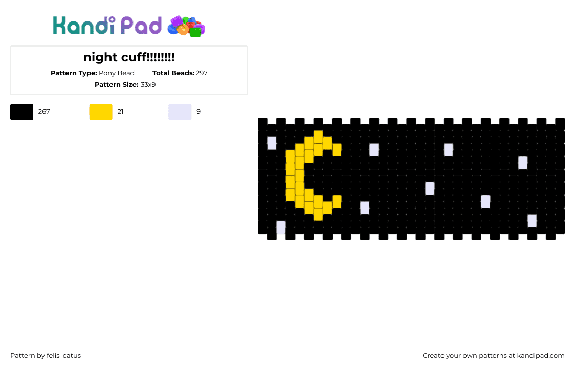 night cuff!!!!!!!! - Pony Bead Pattern by echo_the_cat on Kandi Pad - black,yellow,white