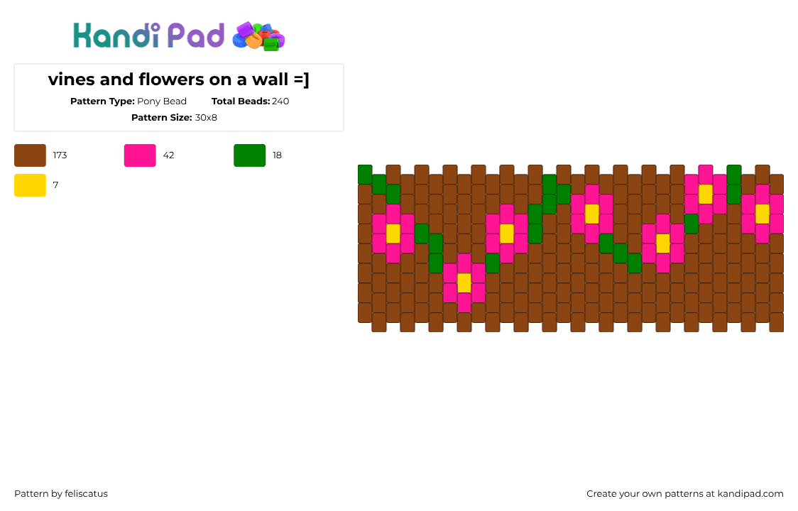 vines and flowers on a wall =] - Pony Bead Pattern by echo_the_cat on Kandi Pad - red