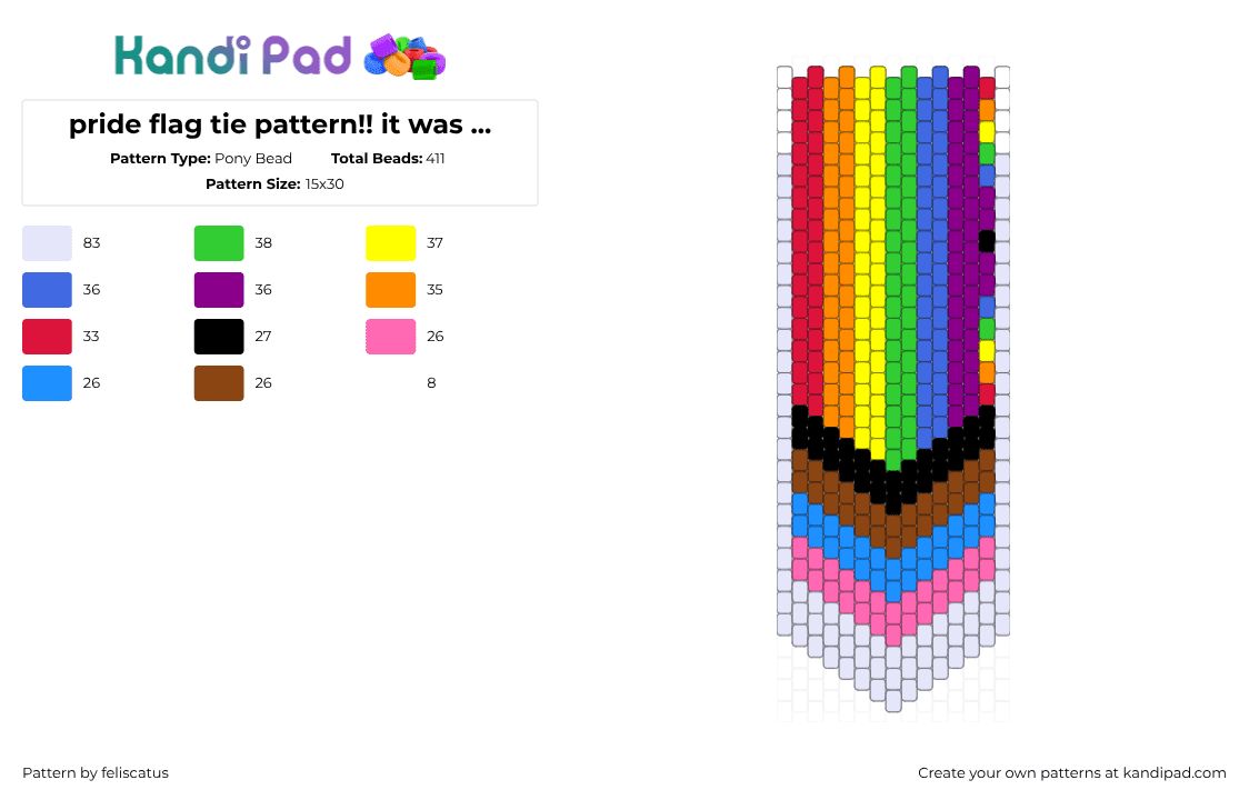 pride flag tie pattern!! it was uneven:( - Pony Bead Pattern by feliscatus on Kandi Pad - pink,red,green