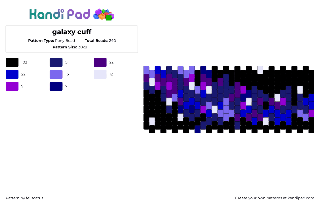 galaxy cuff - Pony Bead Pattern by echo_the_cat on Kandi Pad - purple