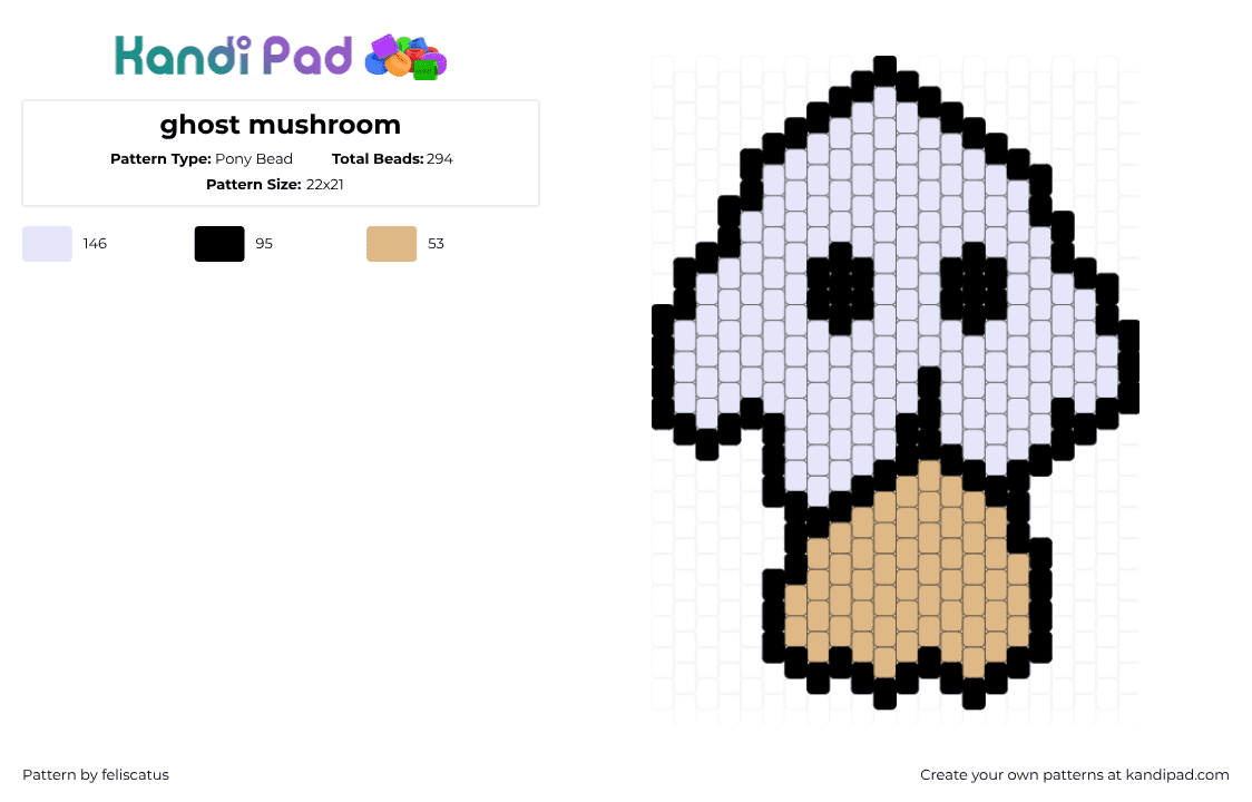 ghost mushroom - Pony Bead Pattern by feliscatus on Kandi Pad - white,beige