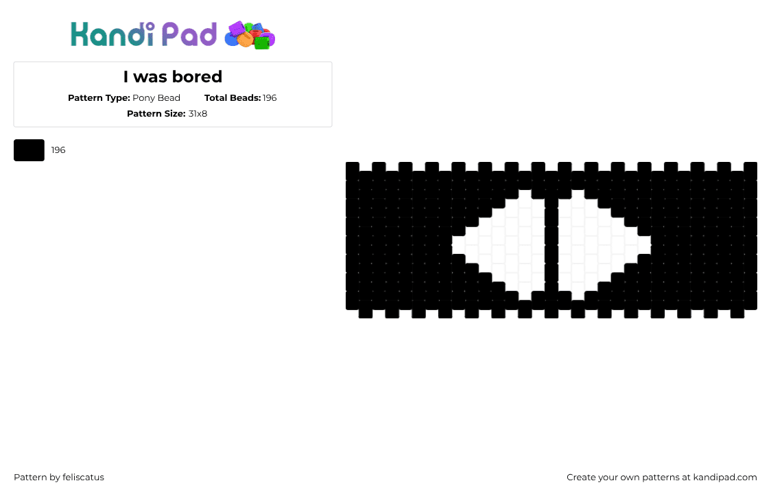 I was bored - Pony Bead Pattern by feliscatus on Kandi Pad - black