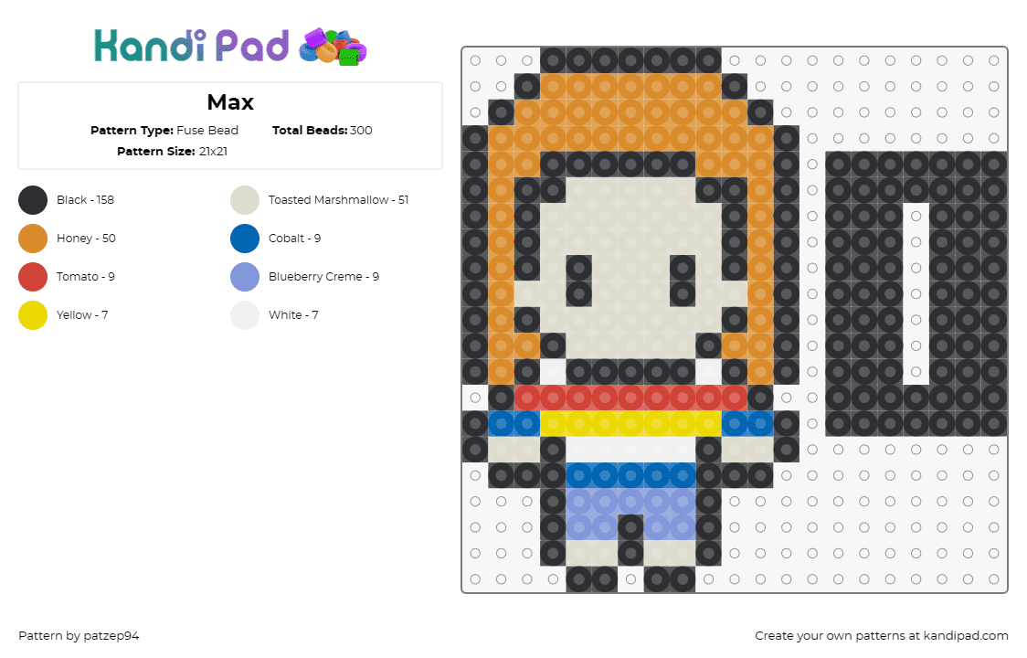 Max - Fuse Bead Pattern by patzep94 on Kandi Pad - max,stranger things,character,tv show,scifi,colorful