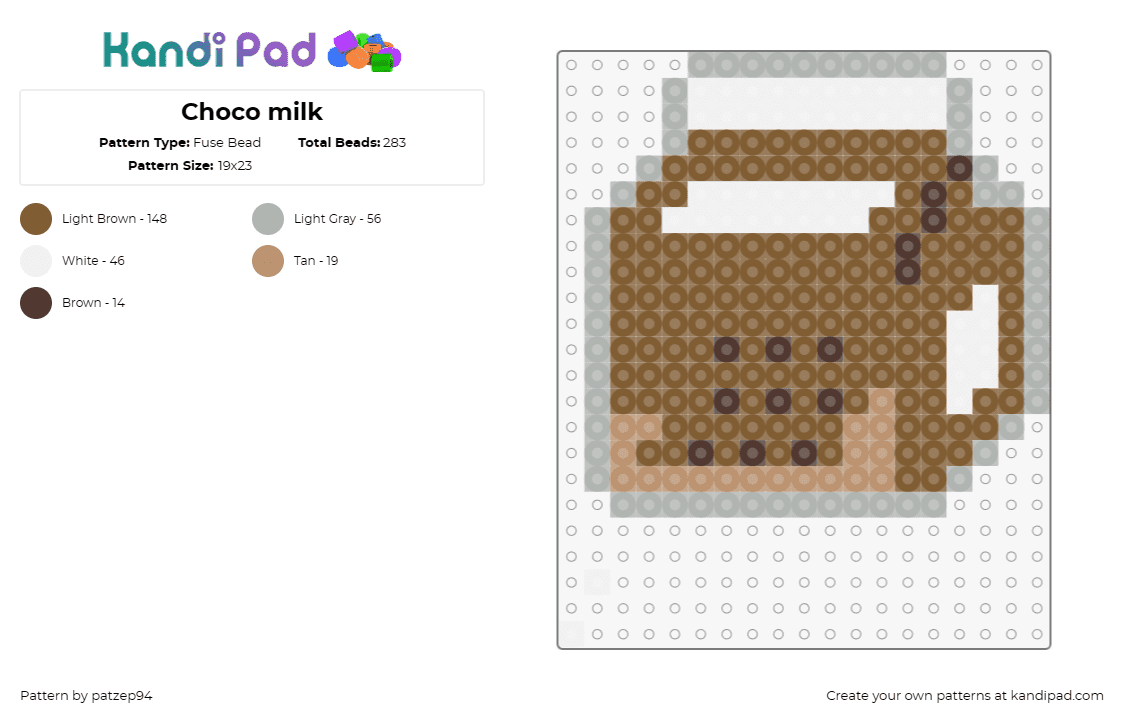 Choco milk - Fuse Bead Pattern by patzep94 on Kandi Pad - chocolate,milk,drink,food,dairy,carton,brown