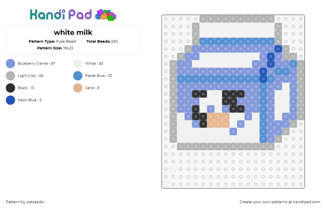 white milk - Fuse Bead Pattern by patzep94 on Kandi Pad - milk,carton,dairy,drink,food,blue,white