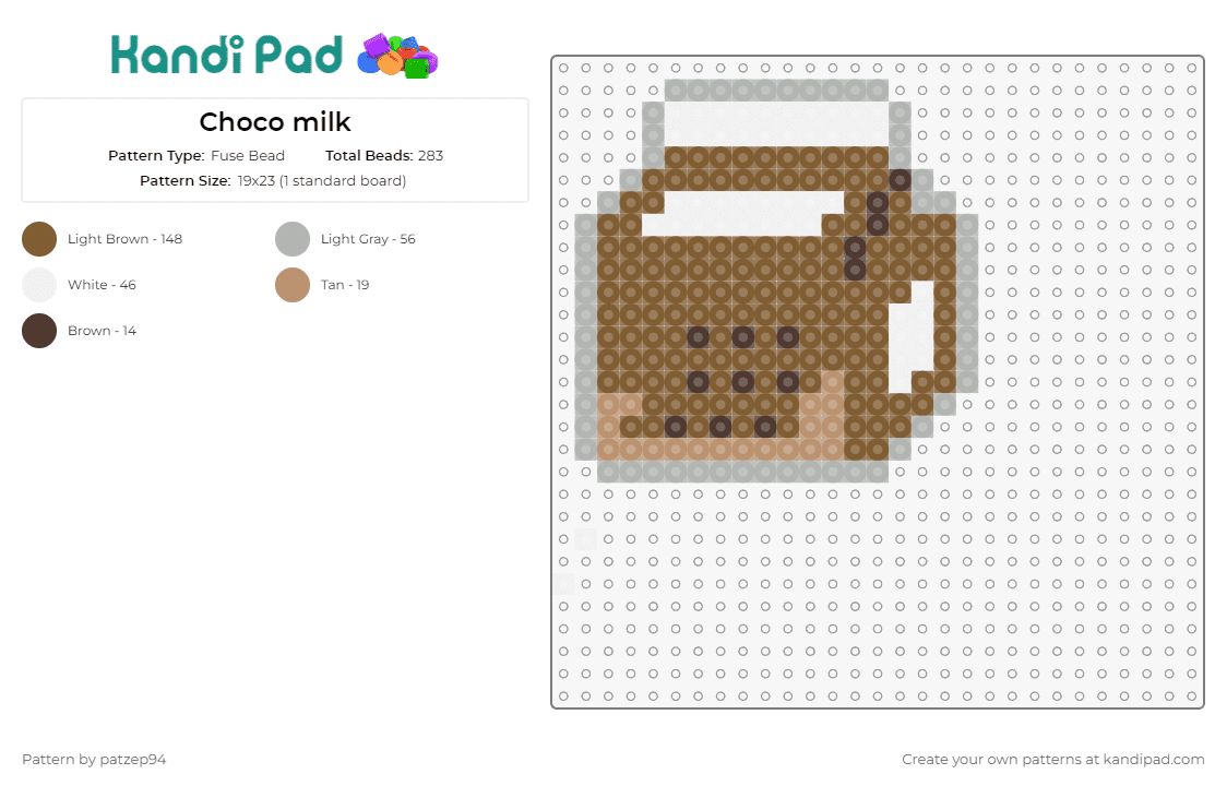 Choco milk - Fuse Bead Pattern by patzep94 on Kandi Pad - chocolate,milk,drink,food,dairy,carton,brown