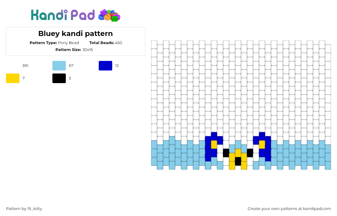 Bluey kandi pattern - Pony Bead Pattern by l1t_kitty on Kandi Pad - 