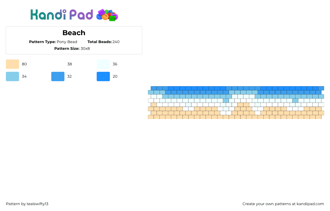 Beach - Pony Bead Pattern by tealswifty13 on Kandi Pad - beige,light blue