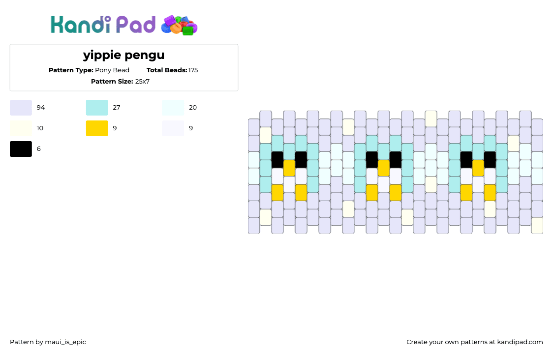 yippie pengu - Pony Bead Pattern by maui_is_epic on Kandi Pad - 