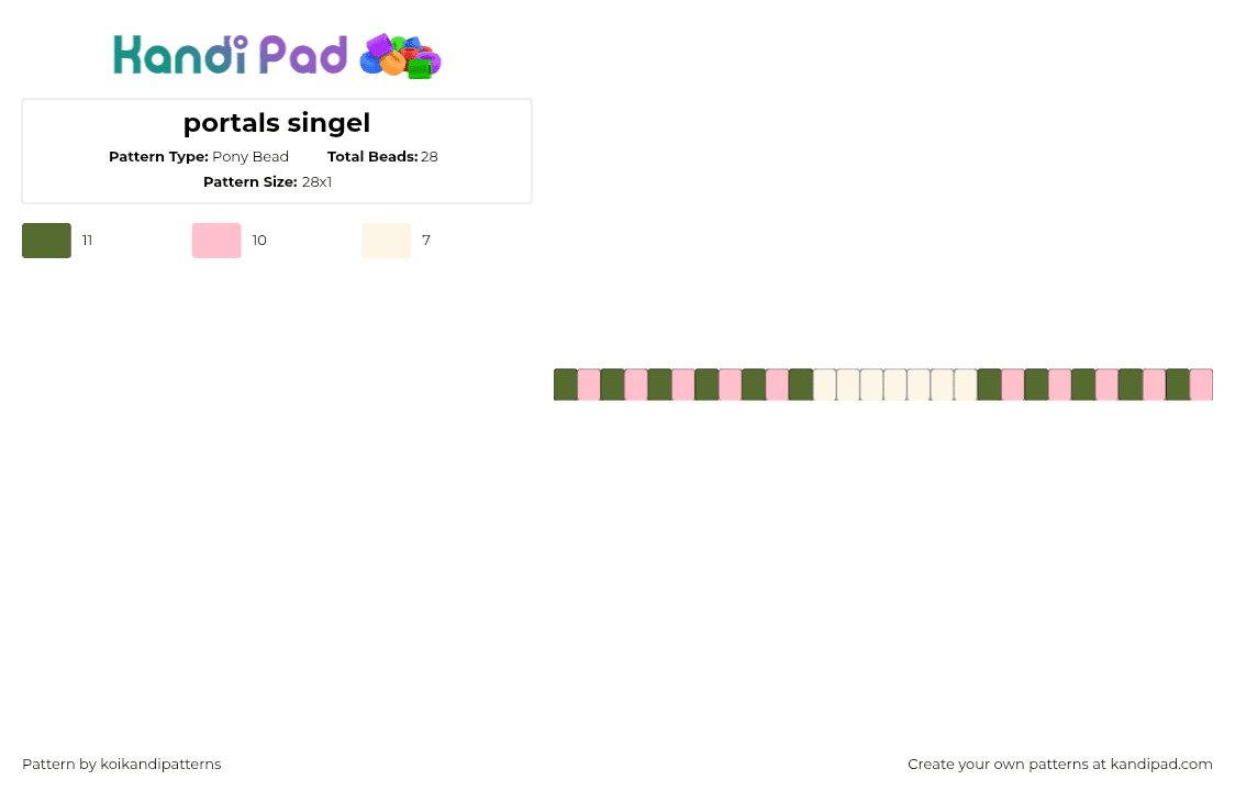 portals singel - Pony Bead Pattern by koikandipatterns on Kandi Pad - portals,melanie martinez,single,bracelet