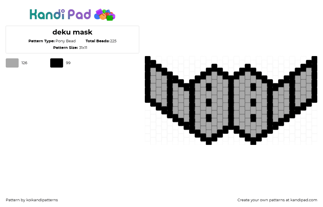 deku mask - Pony Bead Pattern by koikandipatterns on Kandi Pad - black,beige