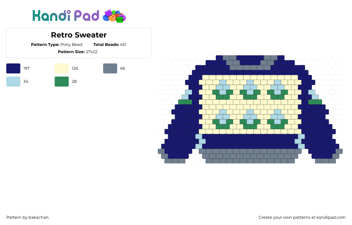 Retro Sweater - Pony Bead Pattern by bakachan on Kandi Pad - purple, yellow