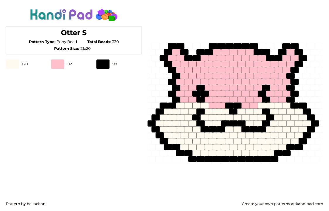 Otter S - Pony Bead Pattern by bakachan on Kandi Pad - pink,white