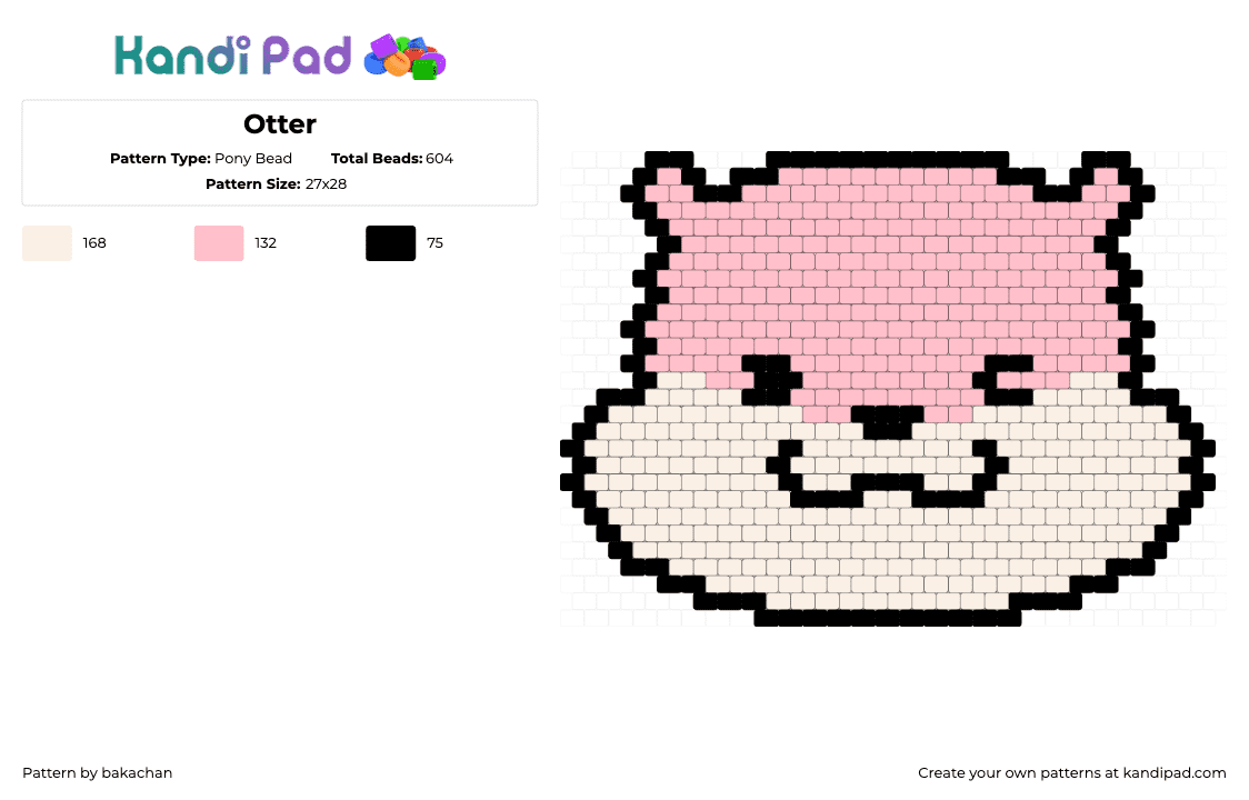 Otter - Pony Bead Pattern by bakachan on Kandi Pad - pink,white