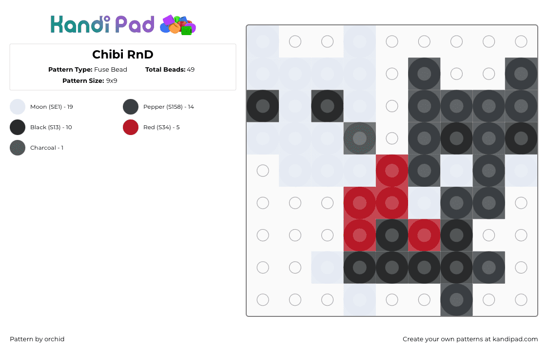 Chibi RnD - Fuse Bead Pattern by orchid on Kandi Pad - white,red